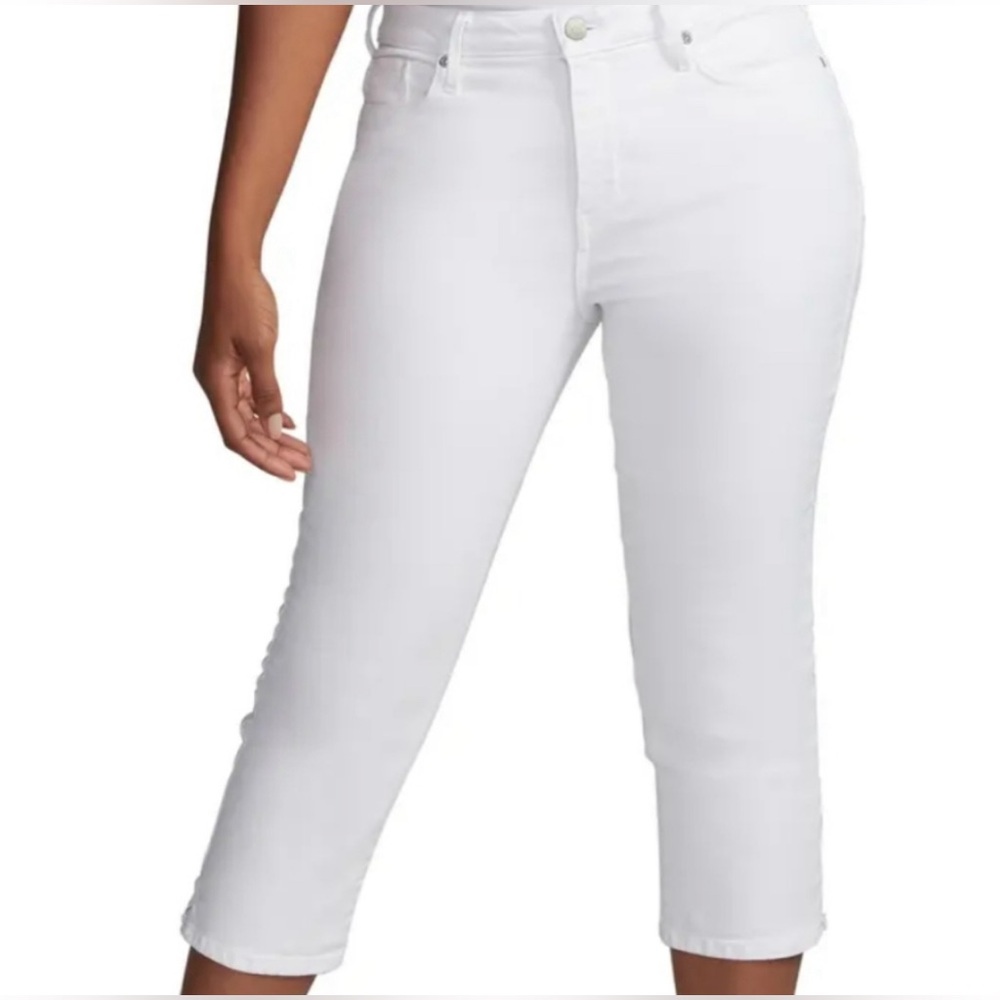 🌞 D Jeans white cropped Capri ankle jeans straight leg pockets women size 12